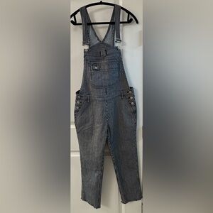 ABERCROMBIE Navy and White Pinstripe Women's Cropped Overall Size XS